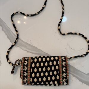 Vintage Retired Vera Bradley Chanticleer Pattern Cream Trifold Crossbody Bag